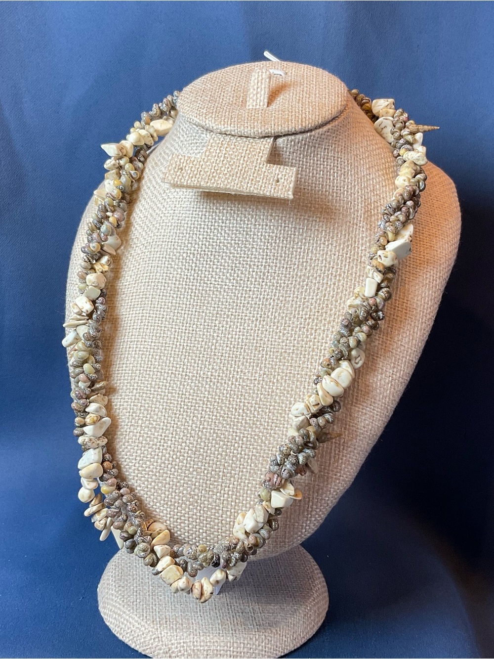 Vintage Multi Strand Shell Necklace Beach Coastal Boho Torsade Statement Necklac